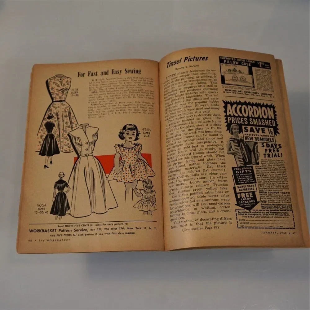 2 Issues The Workbasket Magazine 1958 Vintage Publication Home and Needlecraft